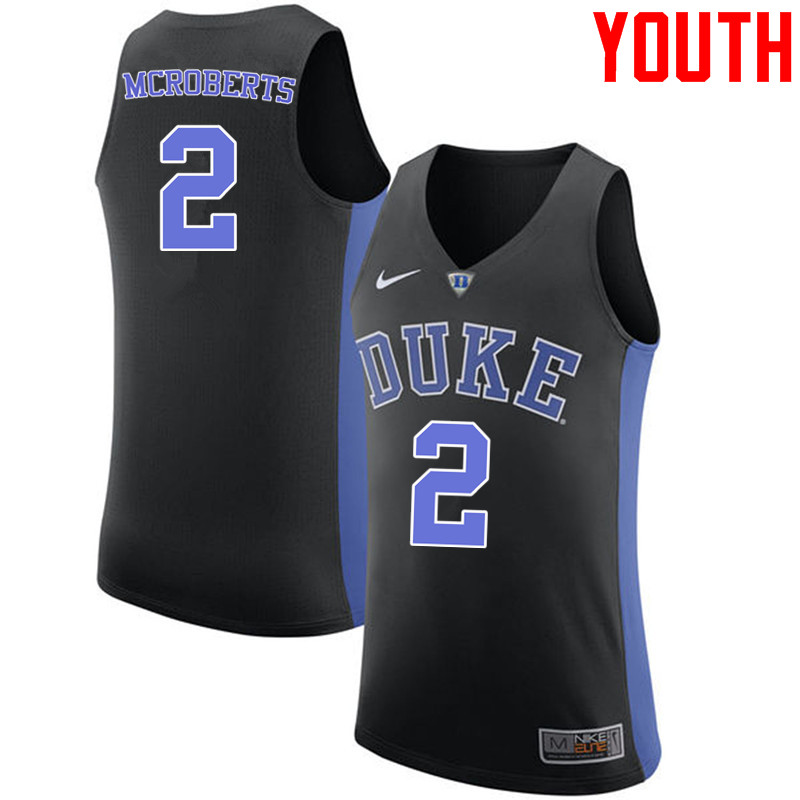 Youth #2 Josh McRoberts Duke Blue Devils College Basketball Jerseys-Black